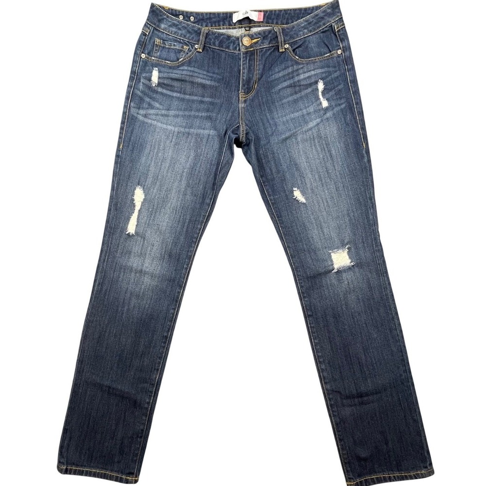 Cabi Blue Distressed Slim Boyfriend Denim Jeans Womens 8